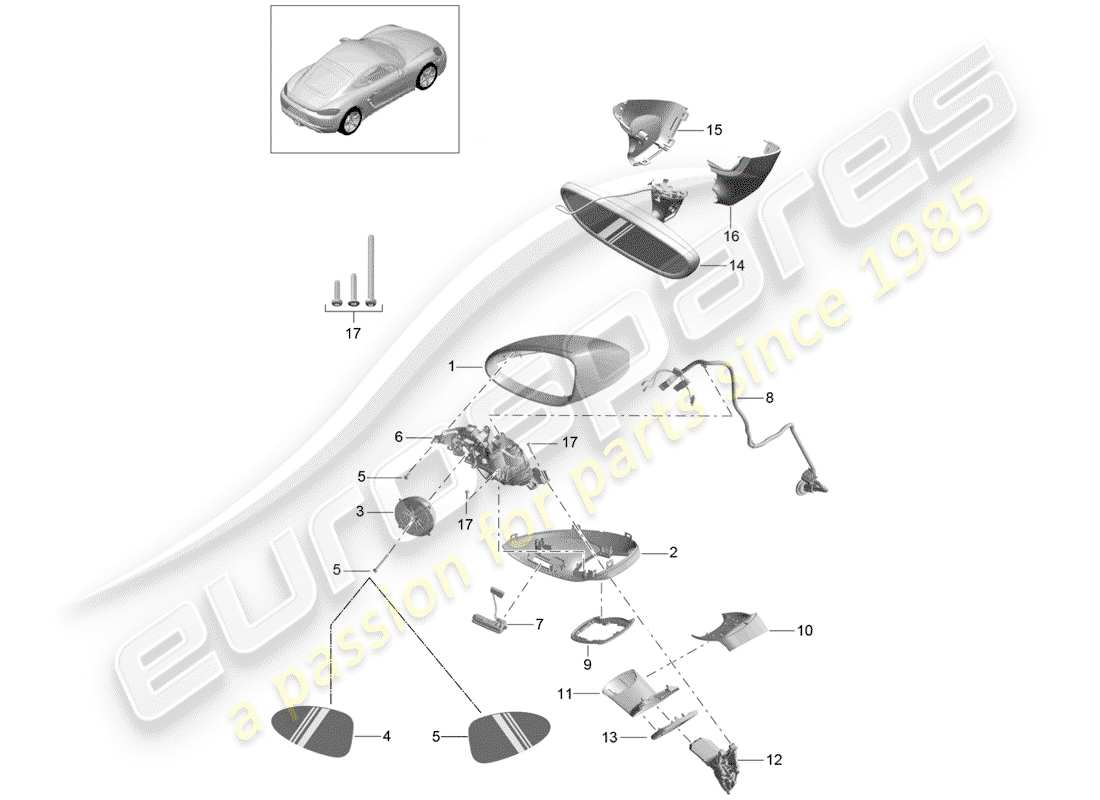 Porsche 718 Cayman (2018) REAR VIEW MIRROR Part Diagram