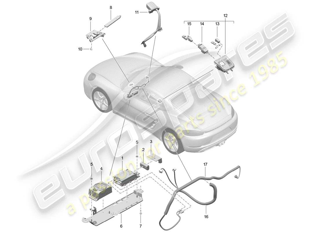 Porsche 718 Cayman (2018) for vehicles with telephone Part Diagram