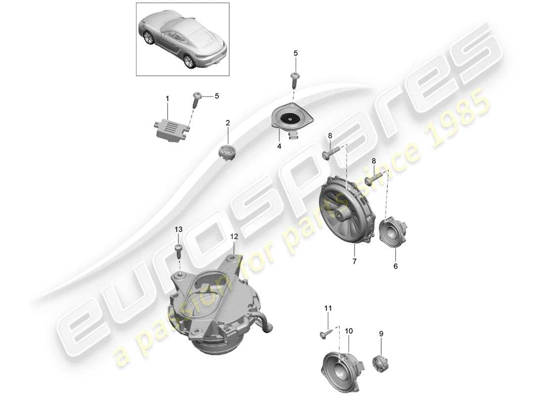 Porsche 718 Cayman (2018) loudspeaker Part Diagram