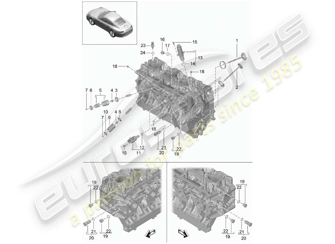 Porsche 991 (2014) CYLINDER HEAD Part Diagram