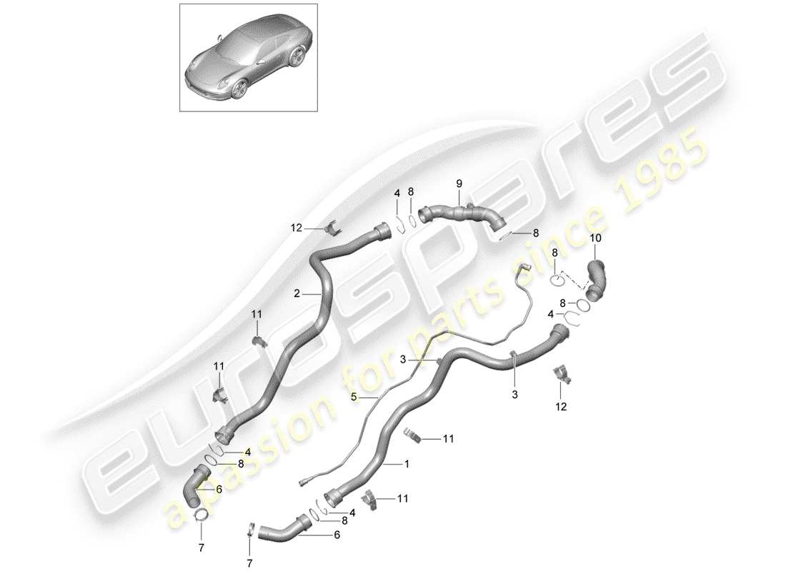 Porsche 991 (2014) water cooling 1 Part Diagram