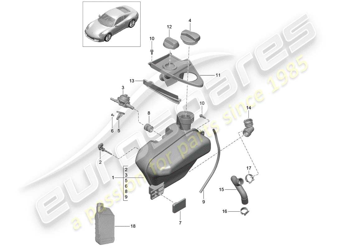 Porsche 991 (2014) water cooling 4 Part Diagram