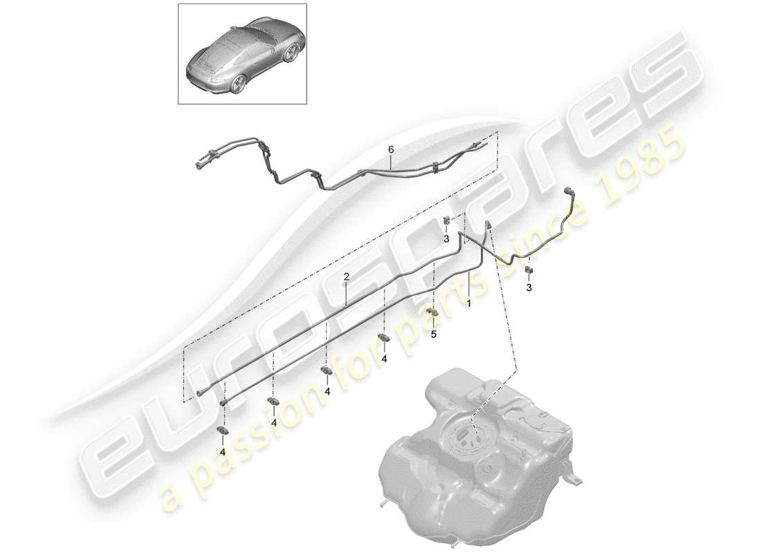 Porsche 991 (2014) fuel system Part Diagram