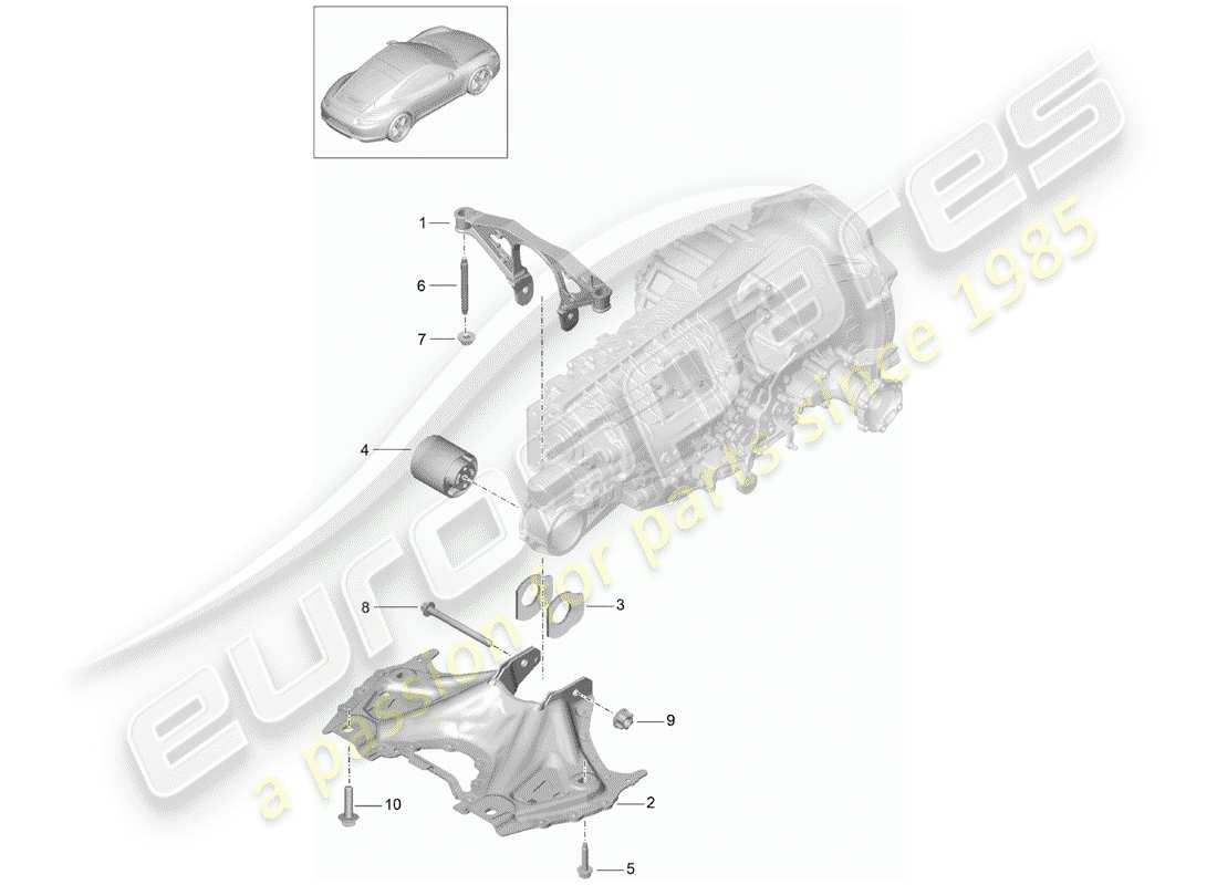 Porsche 991 (2014) TRANSMISSION SUSPENSION Part Diagram