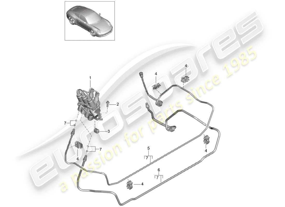 Porsche 991 (2014) lines Part Diagram