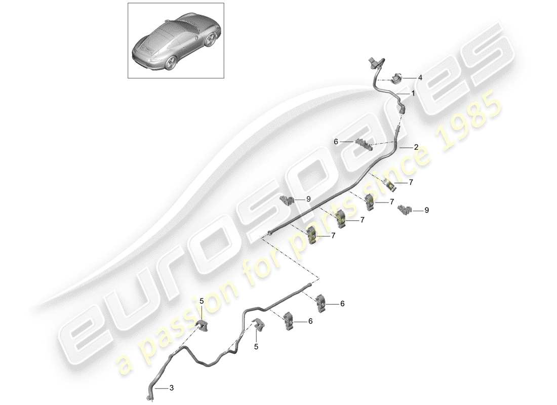 Porsche 991 (2014) VACUUM LINE Part Diagram