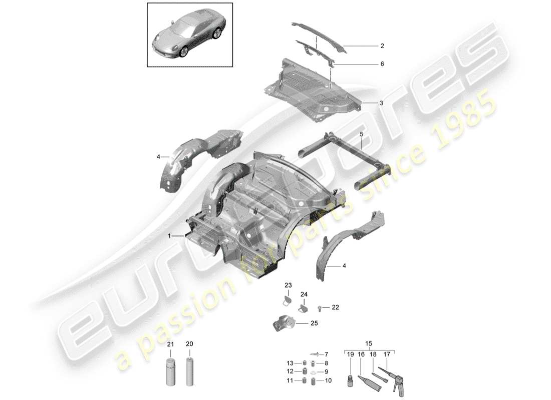 Porsche 991 (2014) REAR END Part Diagram