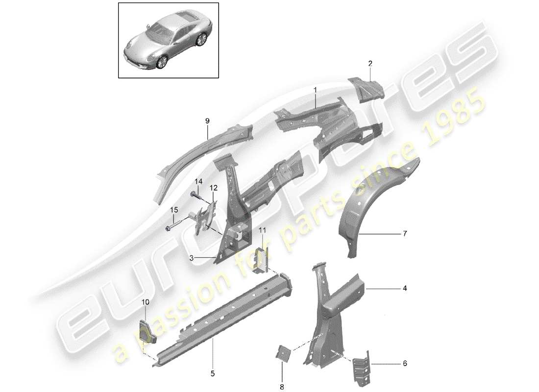 Porsche 991 (2014) SIDE PANEL Part Diagram
