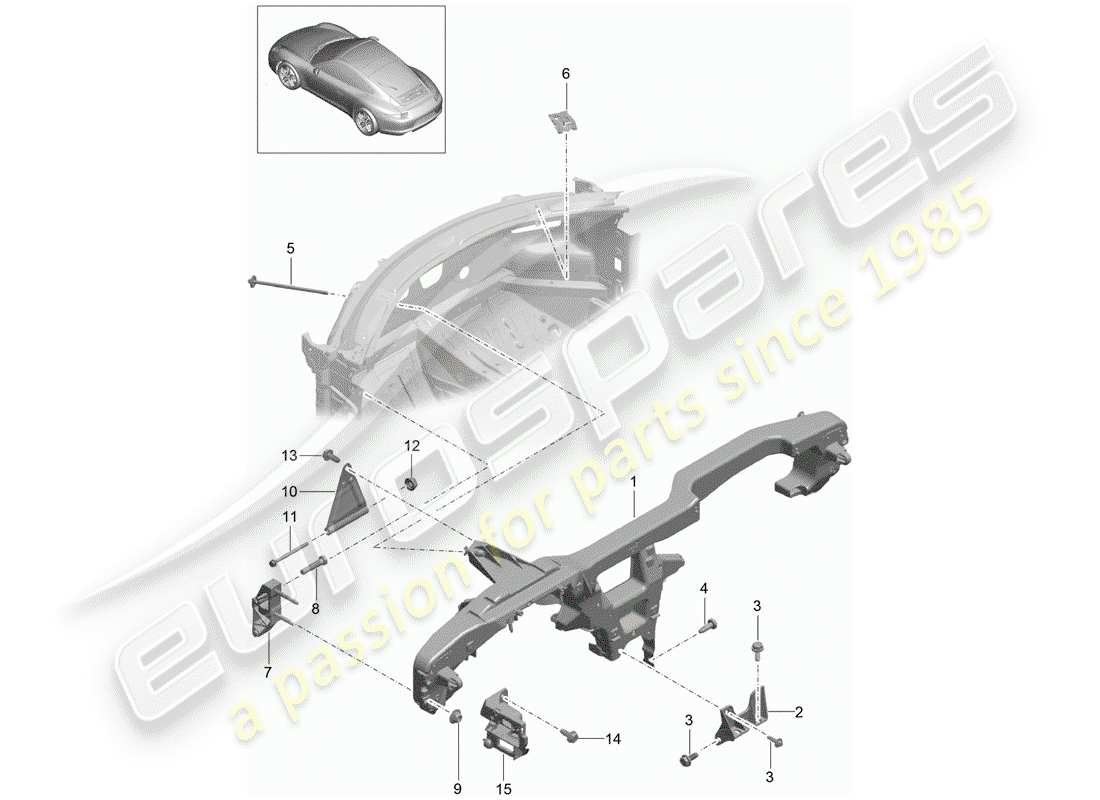 Porsche 991 (2014) retaining frame Part Diagram