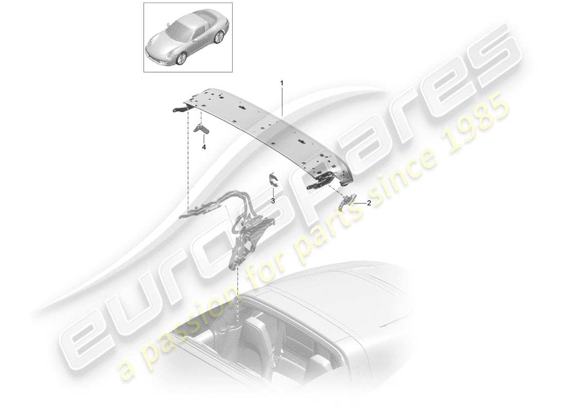 Porsche 991 (2014) top frame Part Diagram