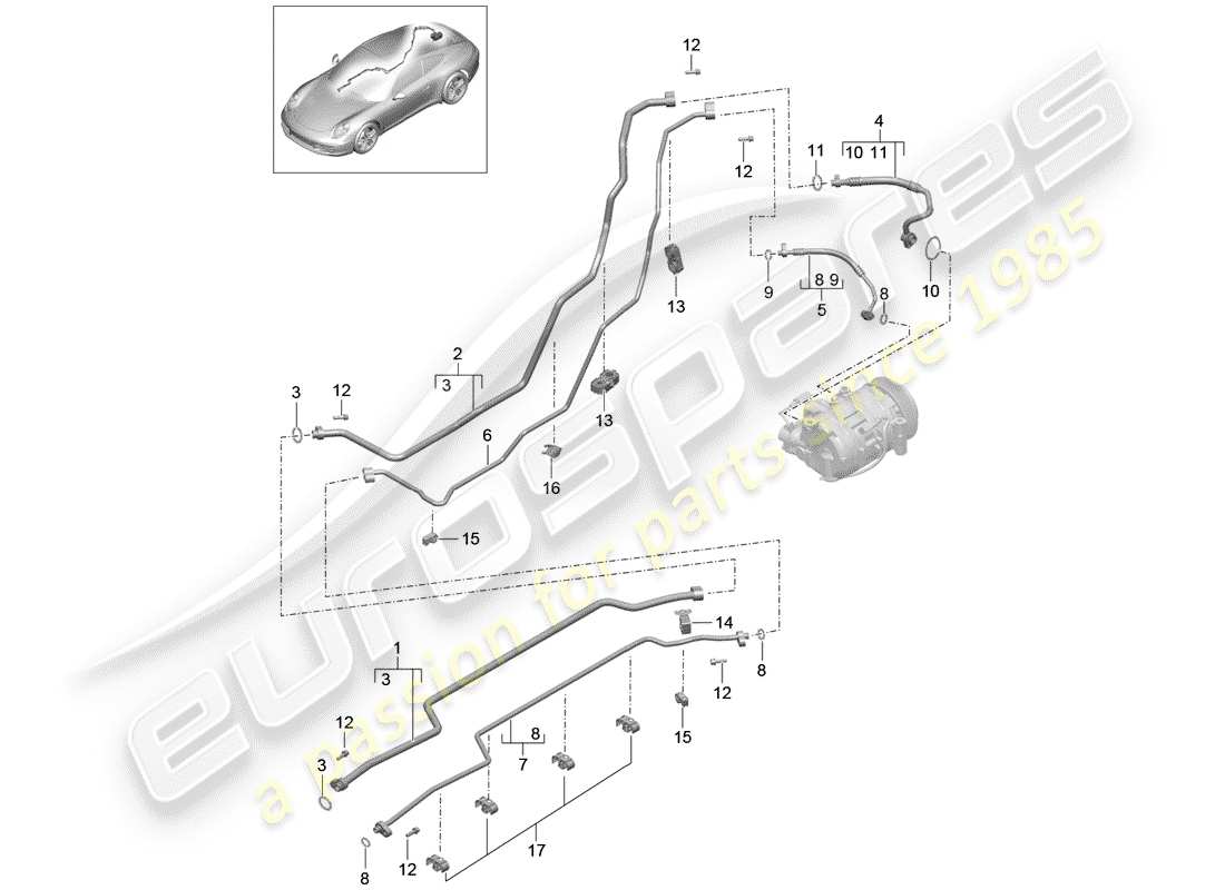 Porsche 991 (2014) REFRIGERANT CIRCUIT Part Diagram
