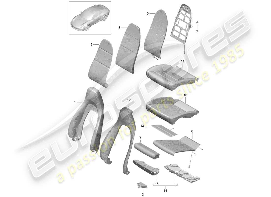 Porsche 991 (2014) foam part Part Diagram