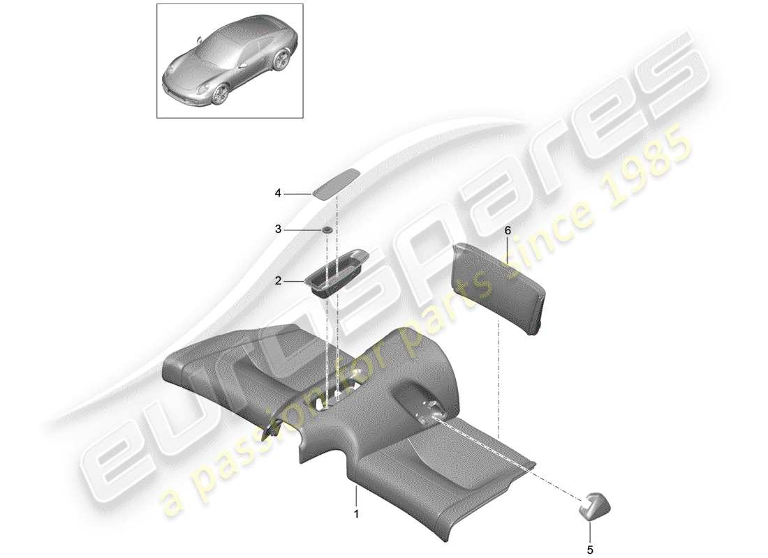 Porsche 991 (2014) REAR SEAT Part Diagram