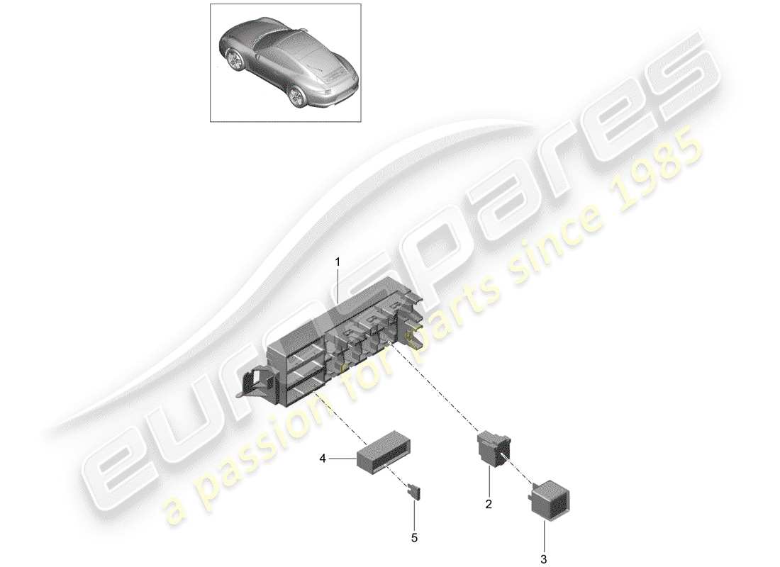Porsche 991 (2014) fuse box/relay plate Part Diagram