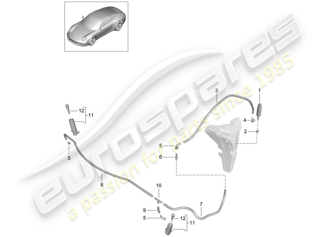 Porsche 991 (2014) HEADLIGHT WASHER SYSTEM Part Diagram