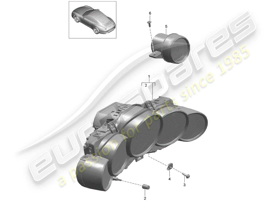 Porsche 991 (2014) Instruments Part Diagram
