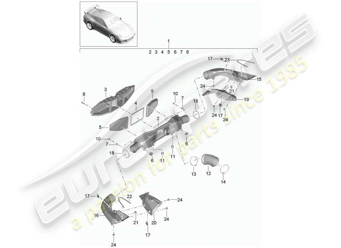 Porsche 991R/GT3/RS (2014) AIR CLEANER Part Diagram