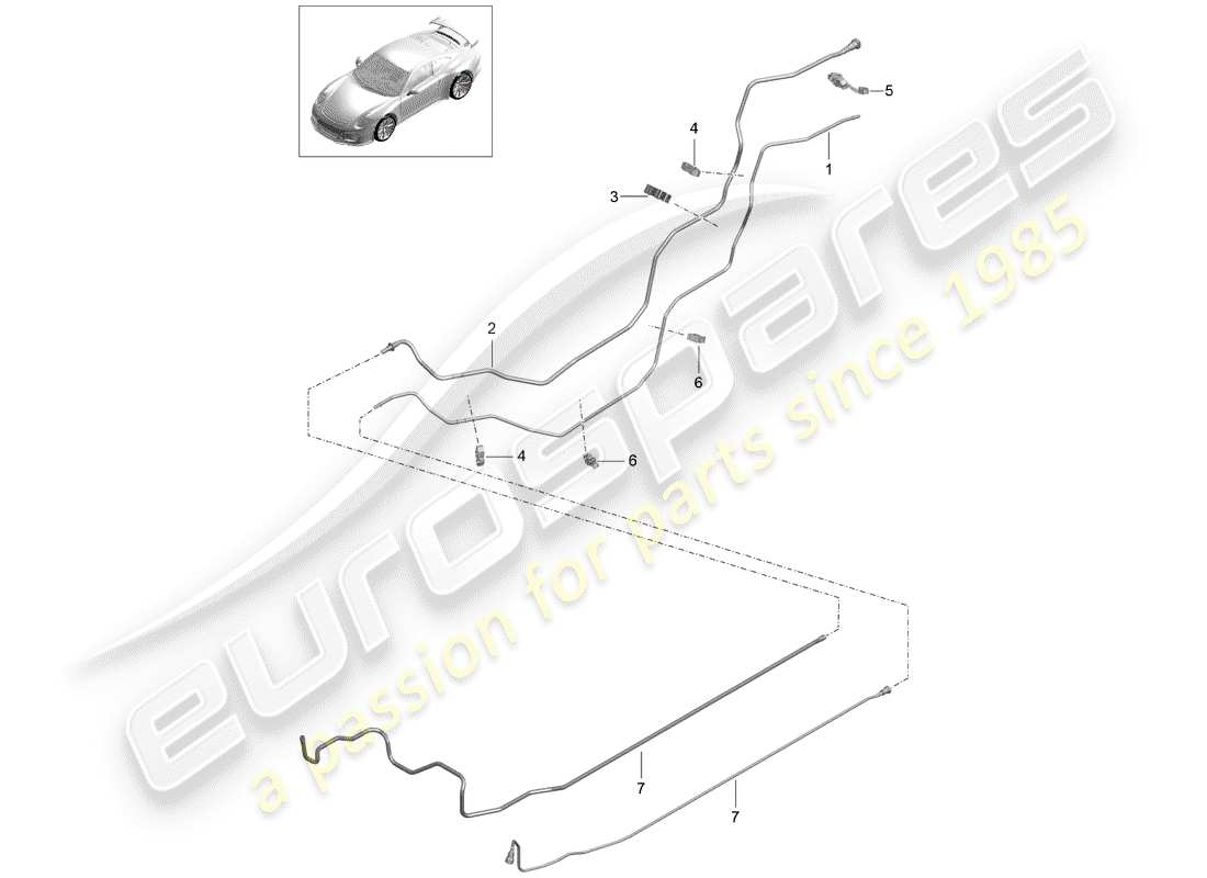 Porsche 991R/GT3/RS (2014) FUEL LINE Part Diagram