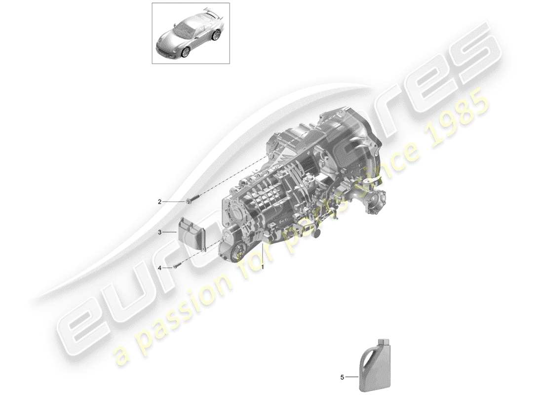 Porsche 991R/GT3/RS (2014) MANUAL GEARBOX Part Diagram