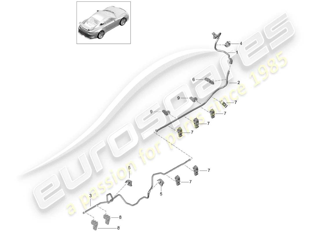 Porsche 991R/GT3/RS (2014) VACUUM LINE Parts Diagram