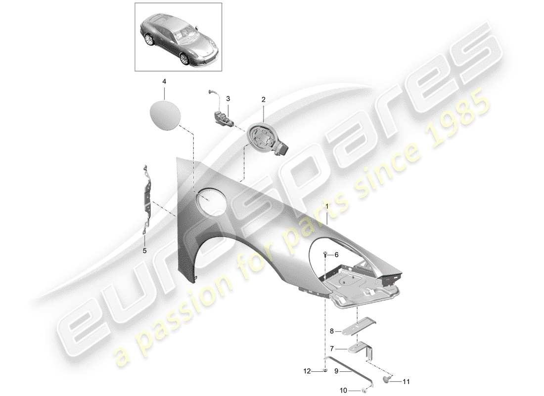 Porsche 991R/GT3/RS (2014) FENDER Parts Diagram