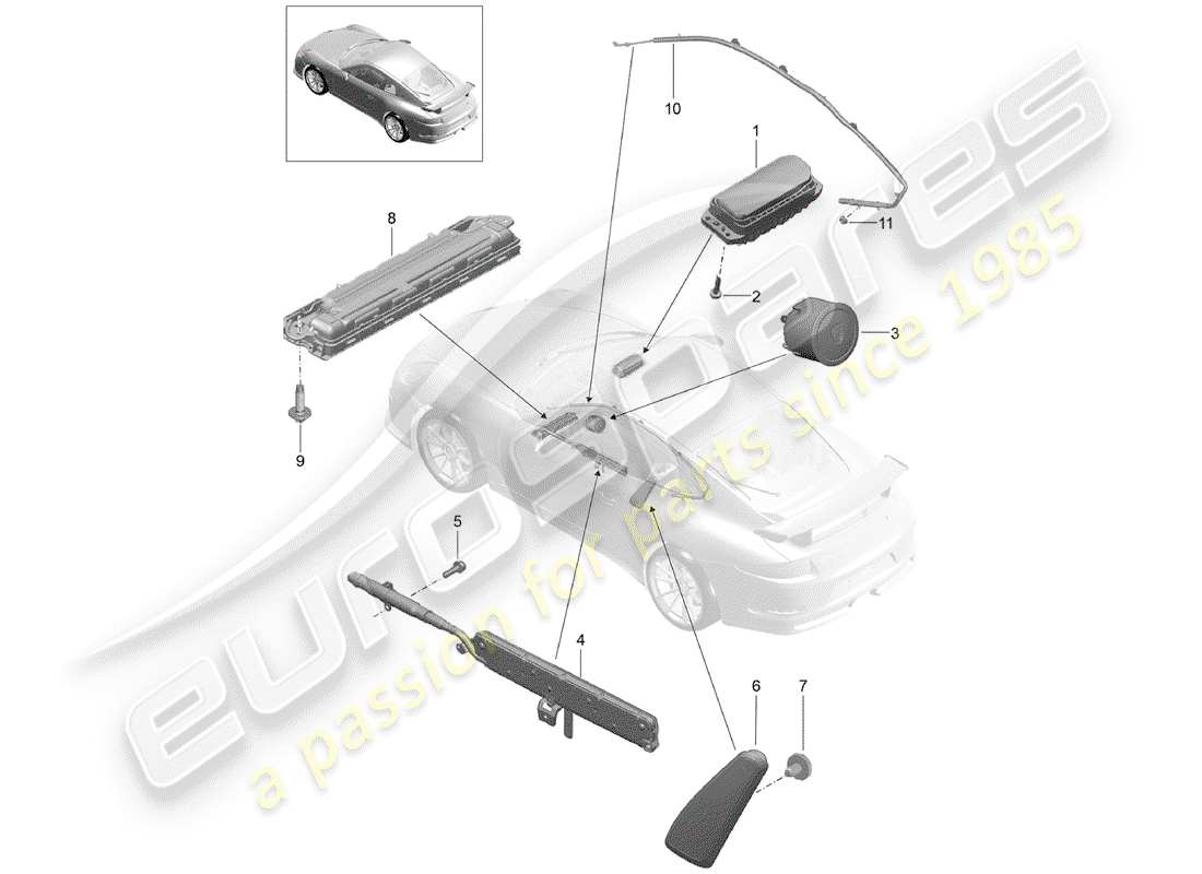 Porsche 991R/GT3/RS (2014) AIRBAG Parts Diagram
