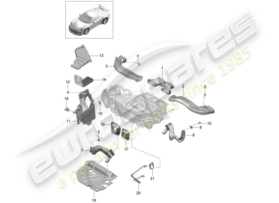 Porsche 991R/GT3/RS (2014) AIR DUCT Part Diagram