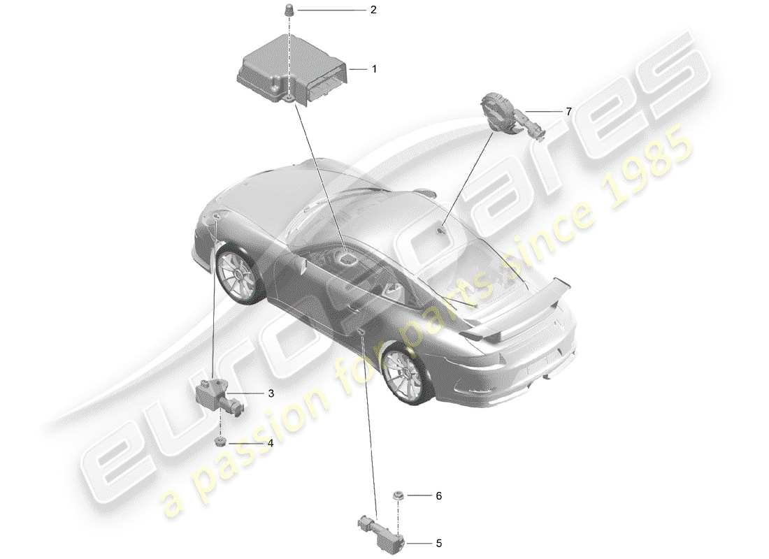 Porsche 991R/GT3/RS (2014) electronic control module Part Diagram