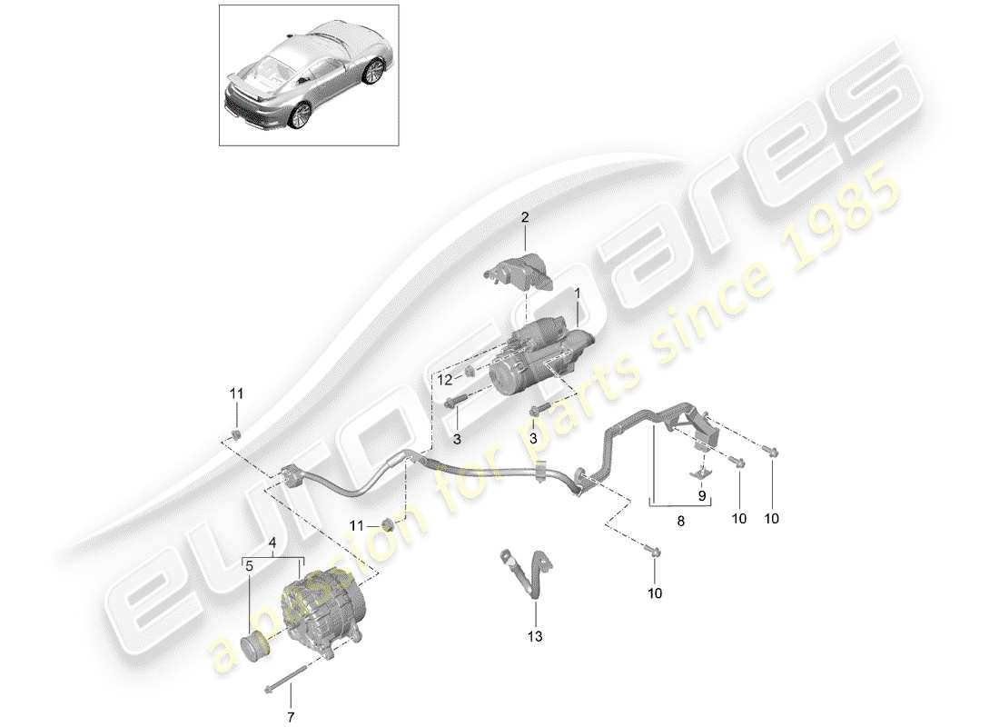Porsche 991R/GT3/RS (2014) STARTER Part Diagram