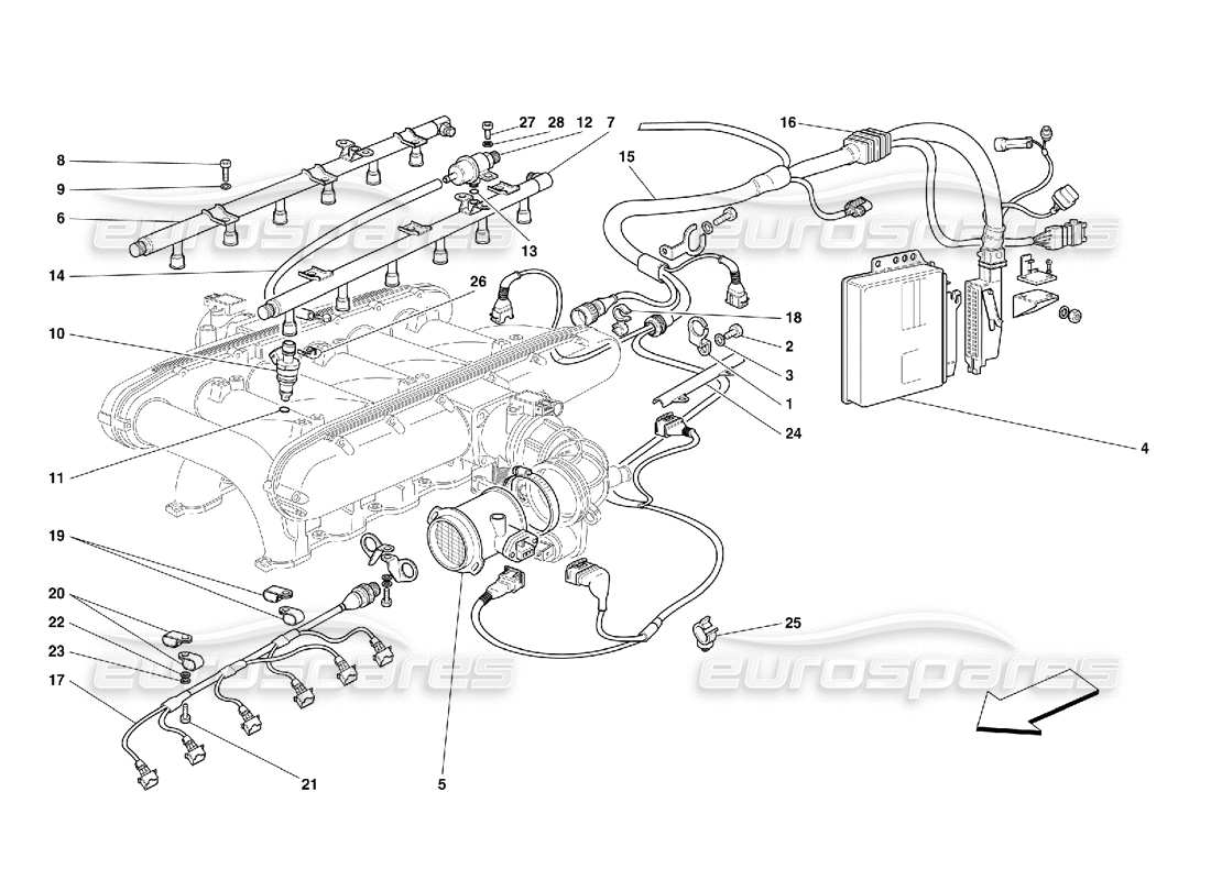Ferrari 456 GT/GTA Injection Device Parts Diagram