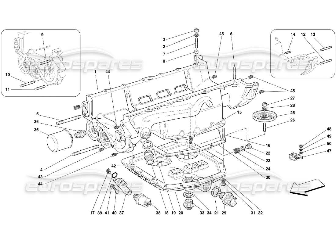 Ferrari 456 GT/GTA Lubrication - Oil Sump and Filters Parts Diagram