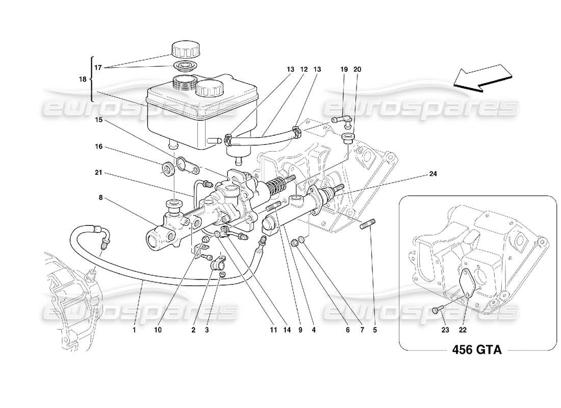 Ferrari 456 GT/GTA Brake and Clutch Hydraulic System -Not for GD Parts Diagram