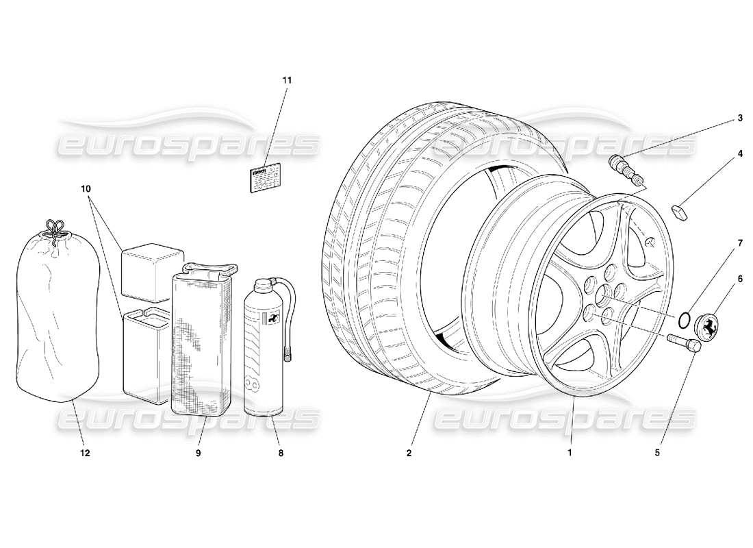 Ferrari 456 GT/GTA Wheels Parts Diagram