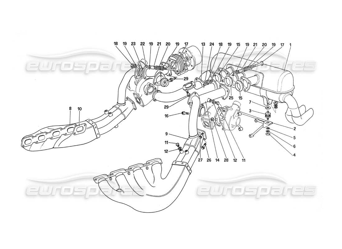 Ferrari 288 GTO Exhaust System Parts Diagram