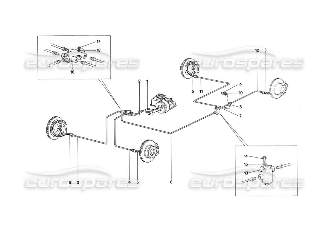 Ferrari 288 GTO Brake System Parts Diagram