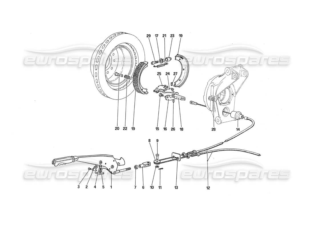 Ferrari 288 GTO Hand - Brake Control Parts Diagram