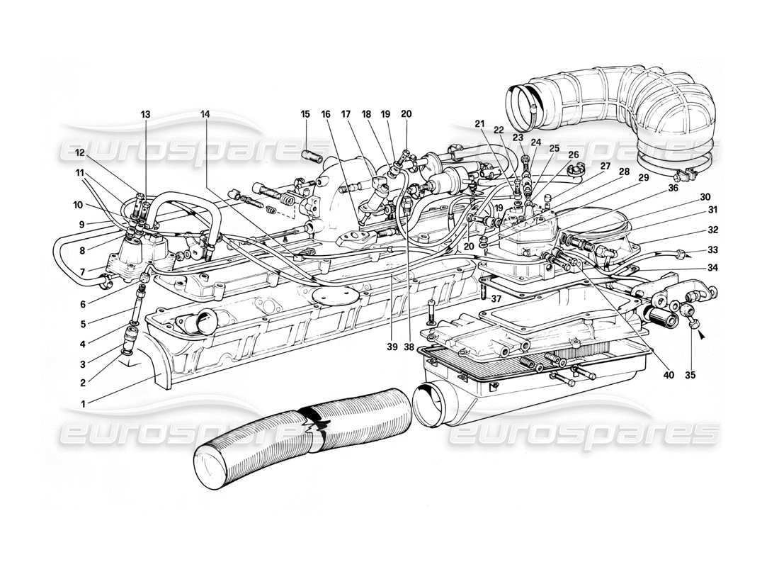 Ferrari 412 (Mechanical) fuel injection system - fuel distributors, lines Parts Diagram