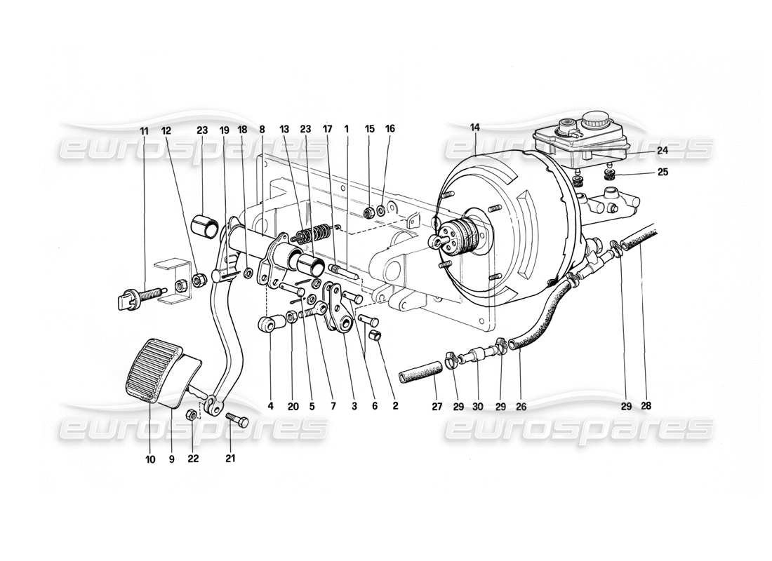 Ferrari 412 (Mechanical) Brakes Hydraulic Control - 412 M. RHD Parts Diagram