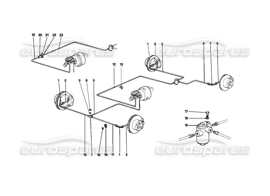 Ferrari 412 (Mechanical) Brakes System Parts Diagram