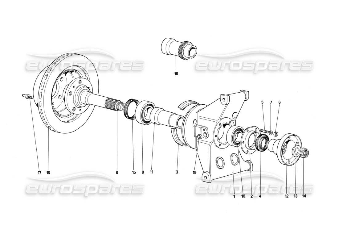 Ferrari 412 (Mechanical) Rear Suspension - Brake Disc Parts Diagram