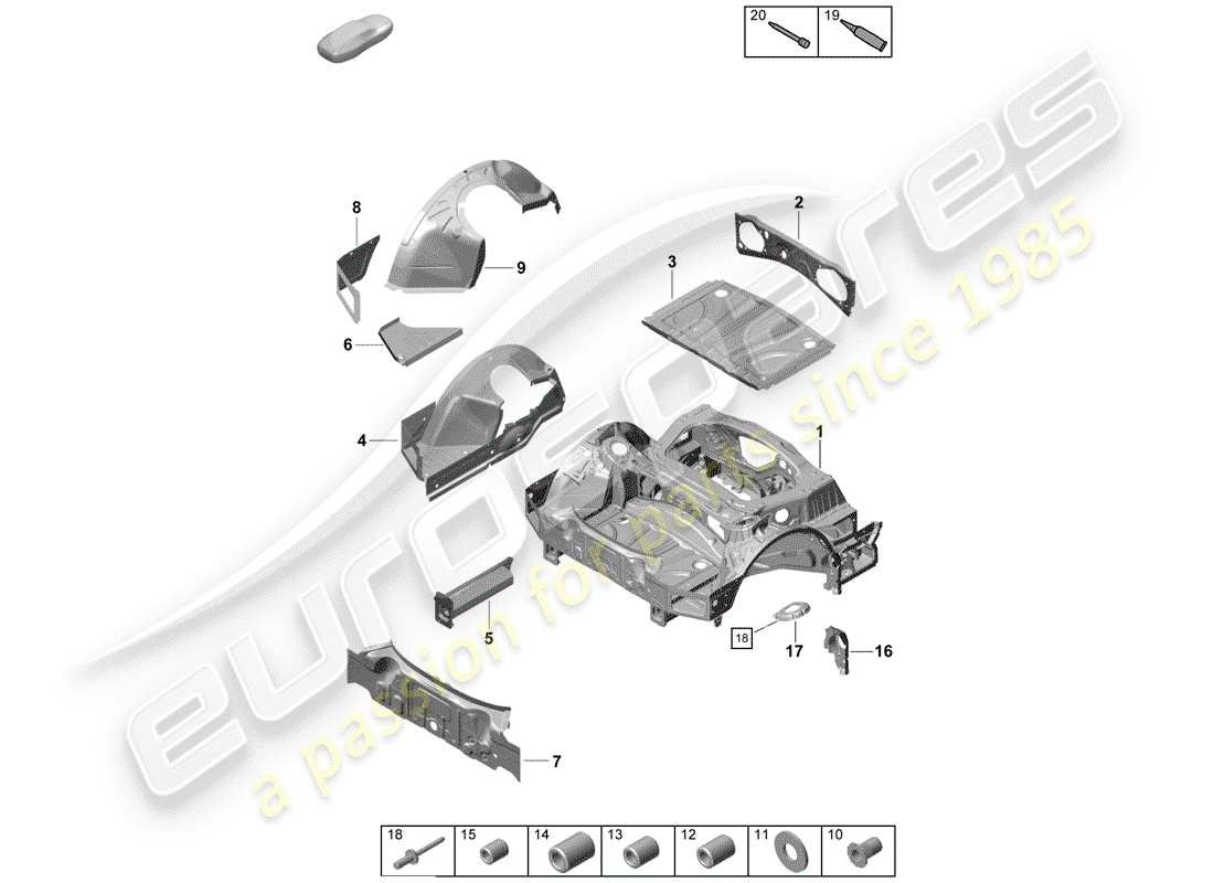Porsche Boxster Spyder (2019) REAR END Parts Diagram