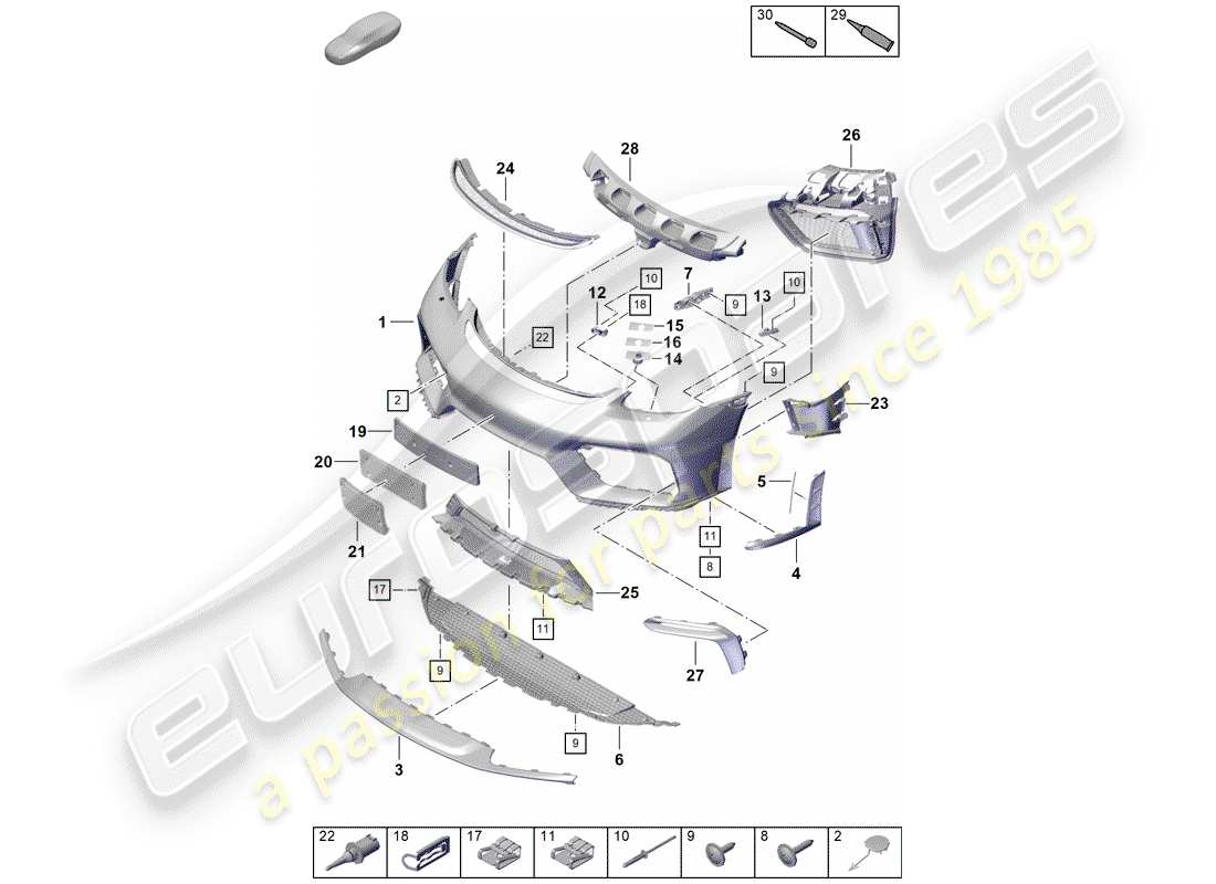 Porsche Boxster Spyder (2019) BUMPER Parts Diagram