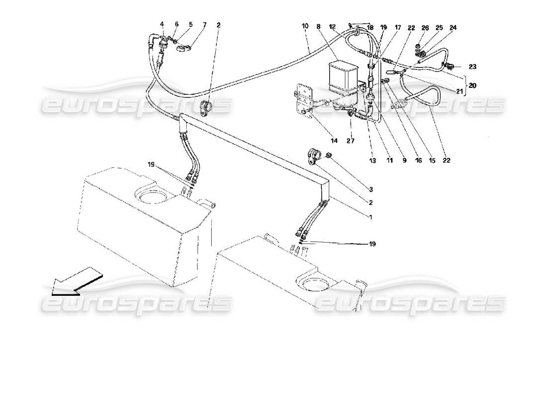 Ferrari 512 TR anti-evaporative emission control system Parts Diagram