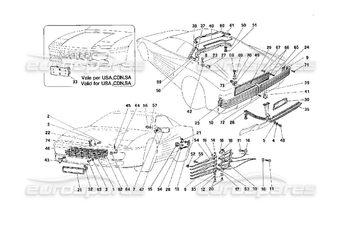 Ferrari 512 TR External Finishing Parts Diagram