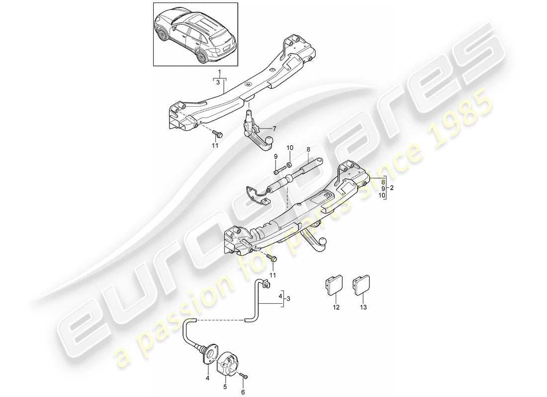Porsche Cayenne E2 (2015) TOW HITCH Part Diagram
