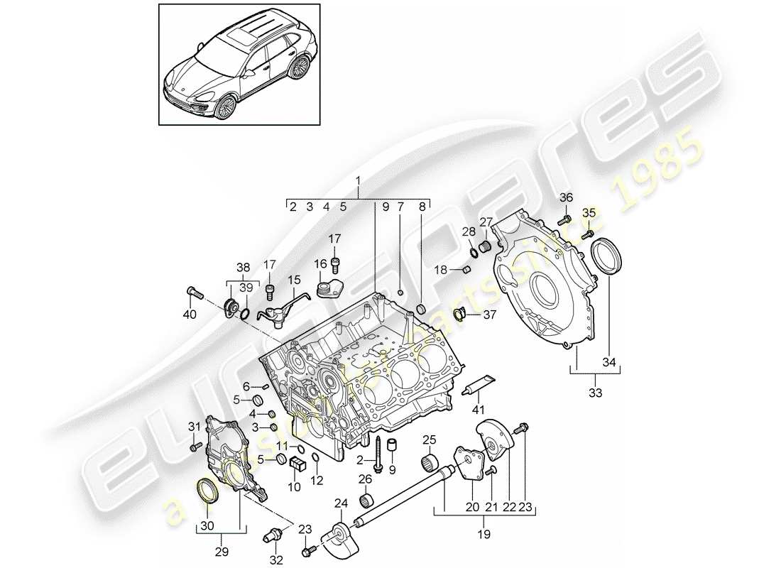 Porsche Cayenne E2 (2015) crankcase Part Diagram