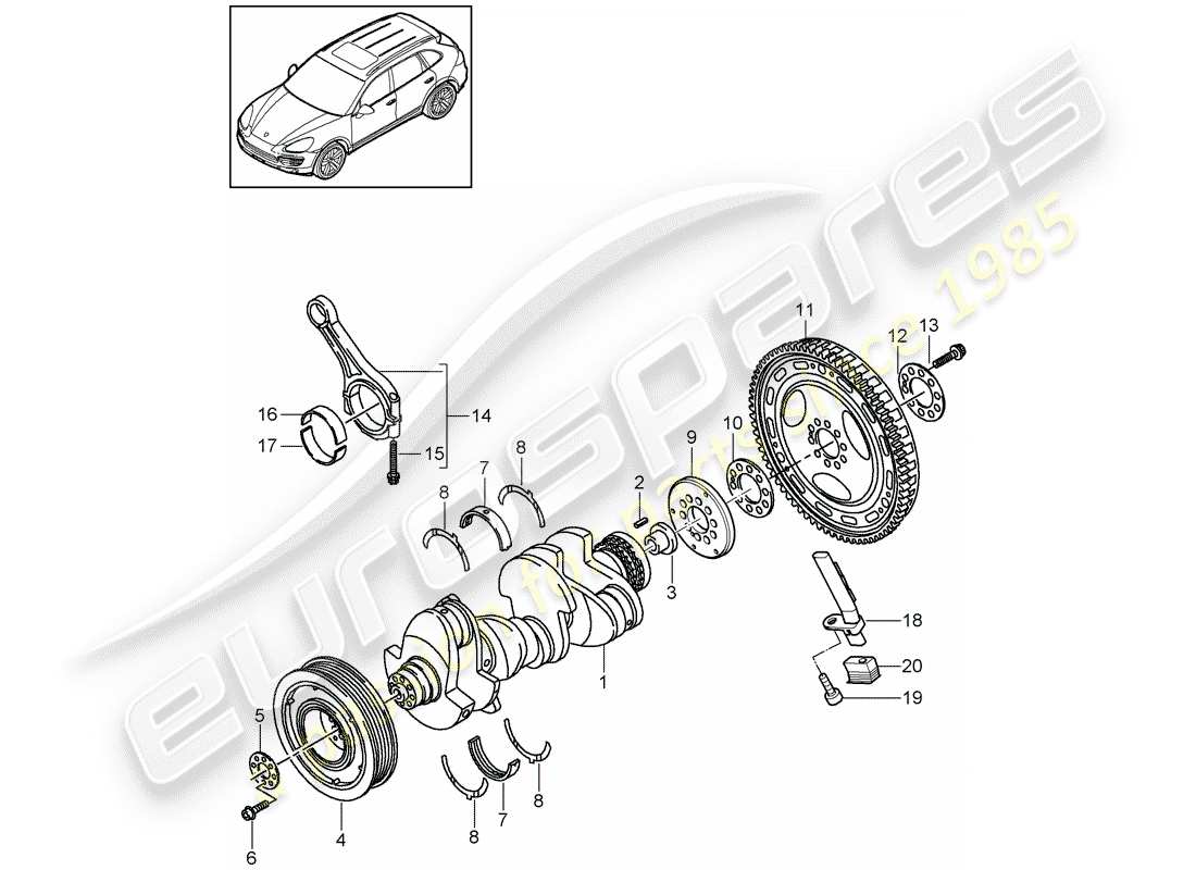 Porsche Cayenne E2 (2015) crankshaft Part Diagram