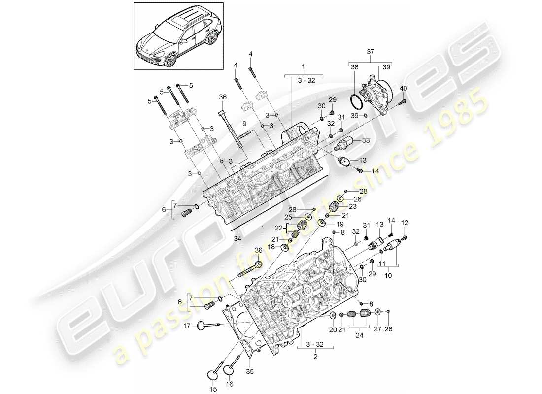 Porsche Cayenne E2 (2015) CYLINDER HEAD Part Diagram