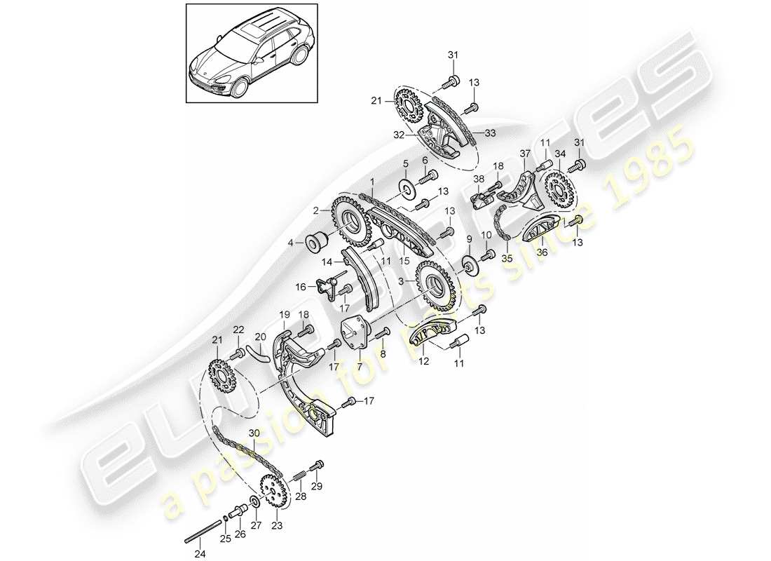 Porsche Cayenne E2 (2015) TIMING CHAIN Part Diagram