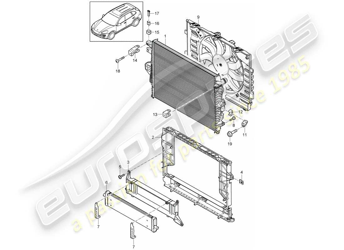 Porsche Cayenne E2 (2015) water cooling 3 Part Diagram
